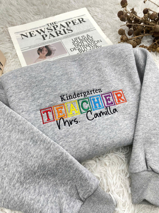 Custom Embroidered Teacher Name Shirt, Back To School, Teacher Mrs Shirt, Custom Teacher Shirt, Personalized Teacher Shir