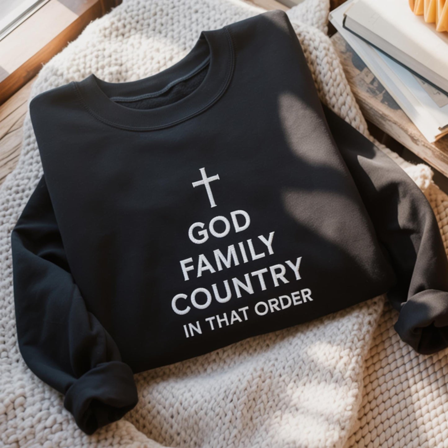 God Family Country Embroidered Sweatshirt, Patriotic America Shirt, Charlie Kirk Quote Memorial, MAGA Mama Republican, Turning Point Shirt