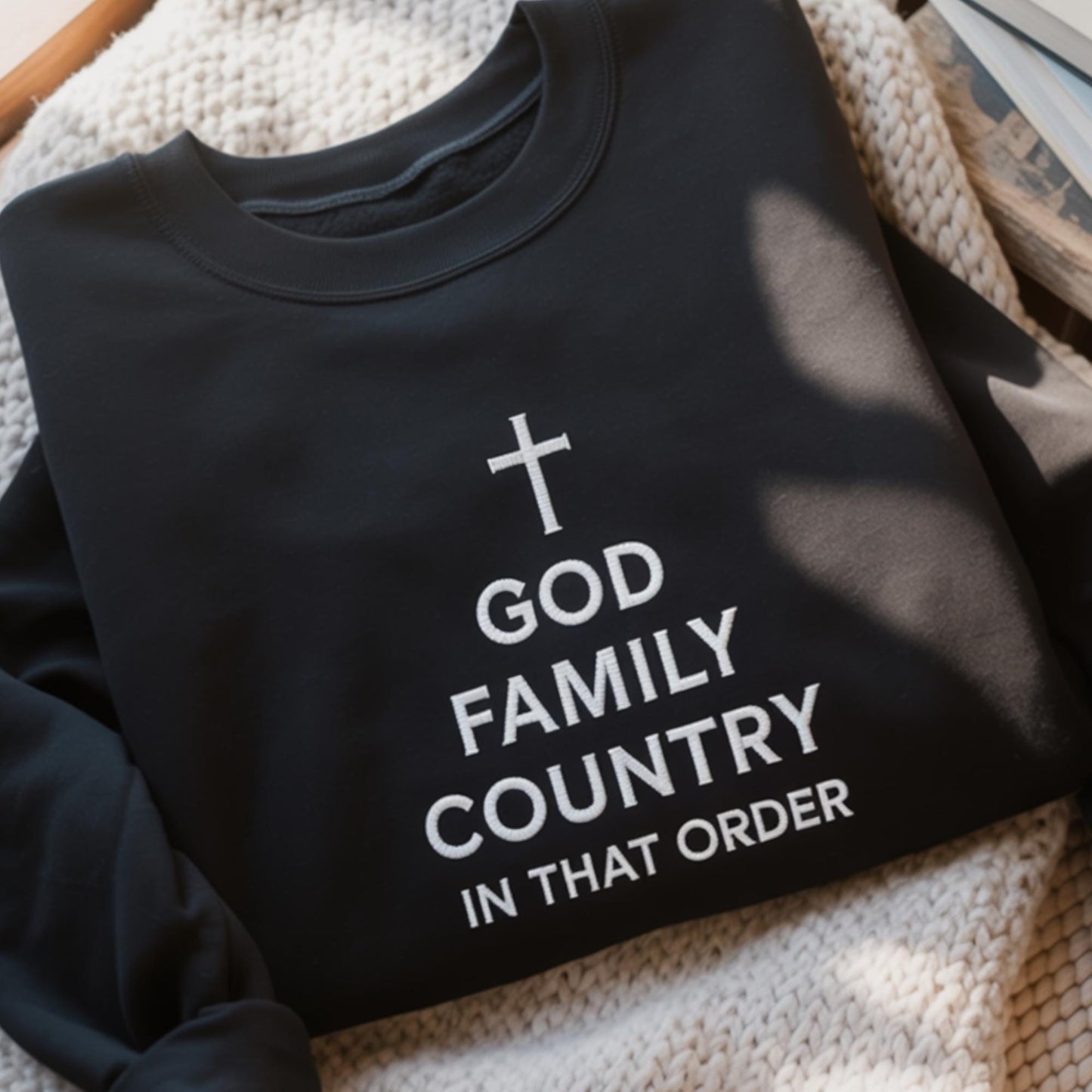 God Family Country Embroidered Sweatshirt, Patriotic America Shirt, Charlie Kirk Quote Memorial, MAGA Mama Republican, Turning Point Shirt