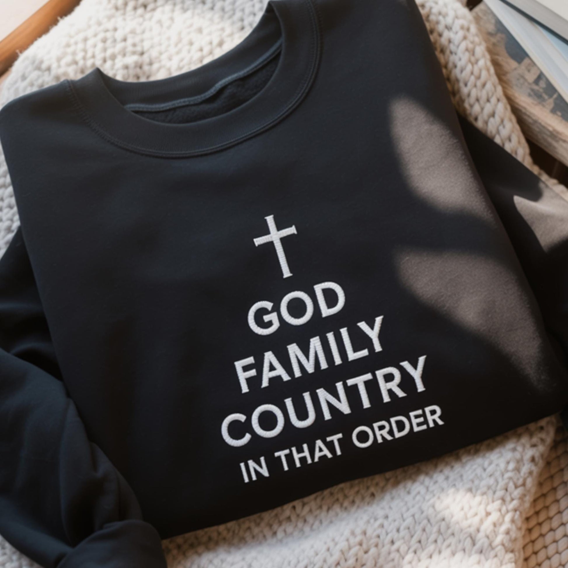 God Family Country Embroidered Sweatshirt, Patriotic America Shirt, Charlie Kirk Quote Memorial, MAGA Mama Republican, Turning Point Shirt