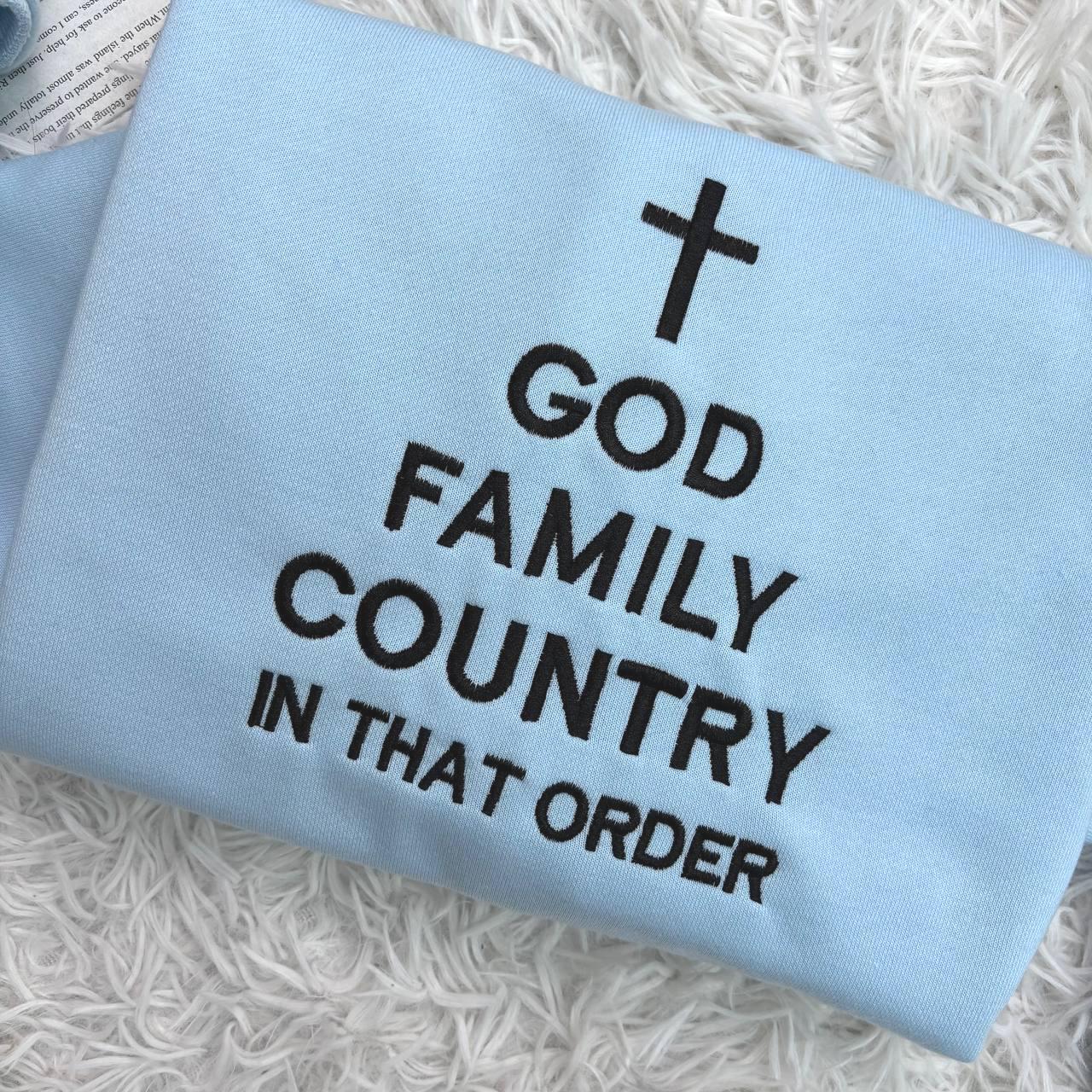 God Family Country Embroidered Sweatshirt, Patriotic America Shirt, Charlie Kirk Quote Memorial, MAGA Mama Republican, Turning Point Shirt