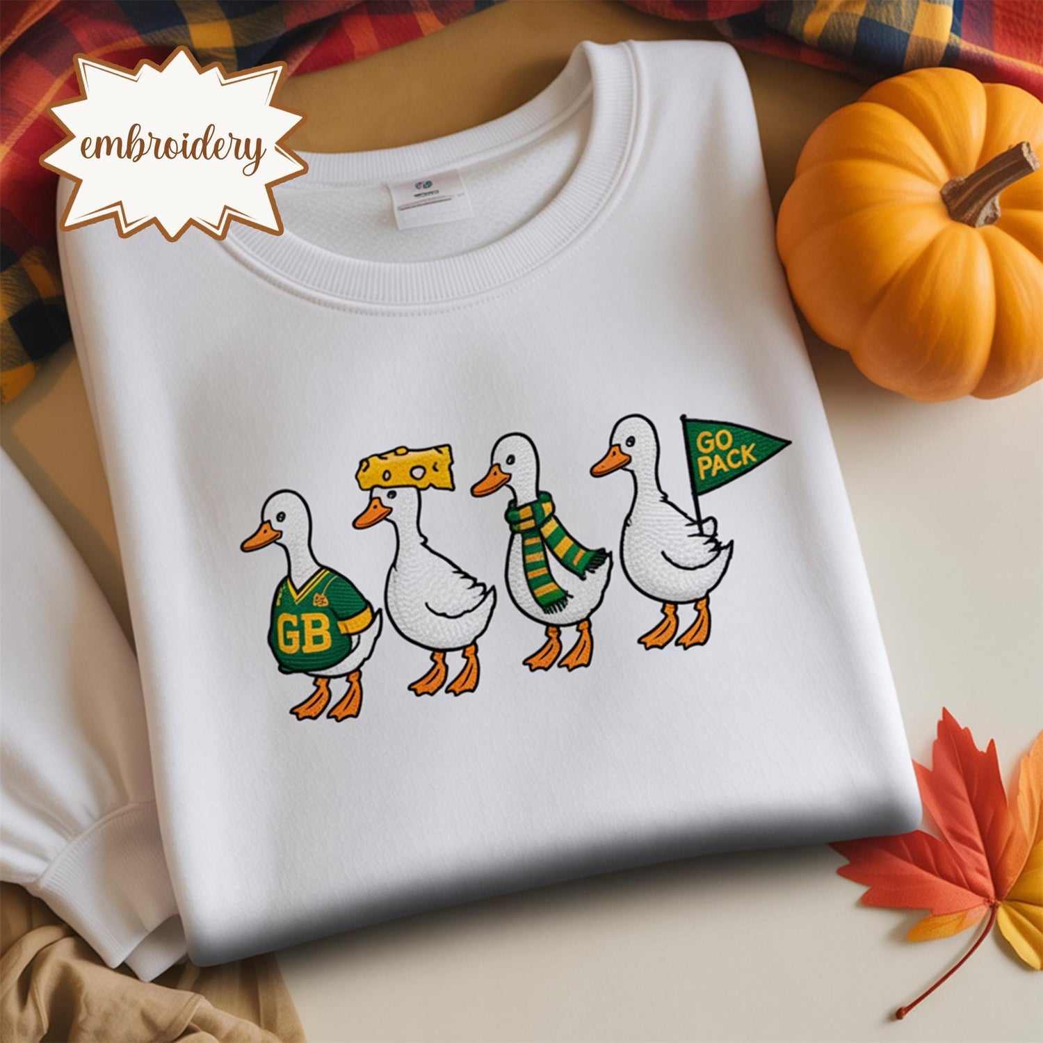 Embroidered Football Goose Sweatshirt, Game Day Tailgate Shirt