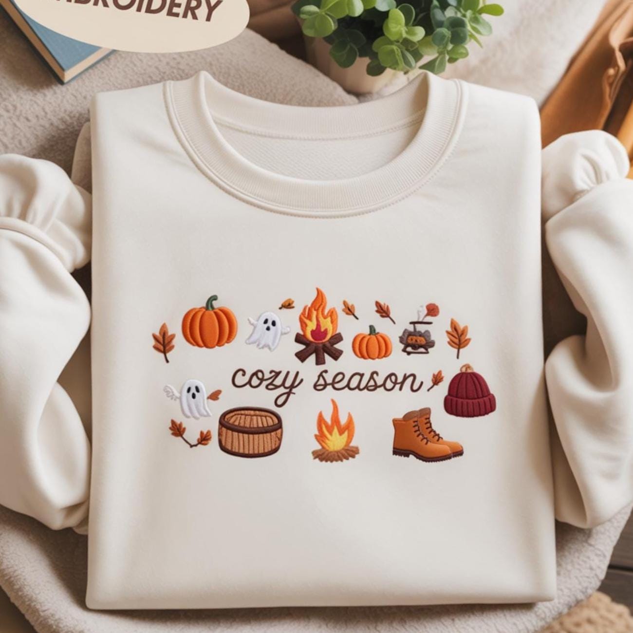 Cozy Season Embroidered Sweatshirt, Cozy Season Sweatshirt, Autumn Sweatshirts, Sweatshirts for Her, Fall Sweatshirt, Cozy Autumn Shirt