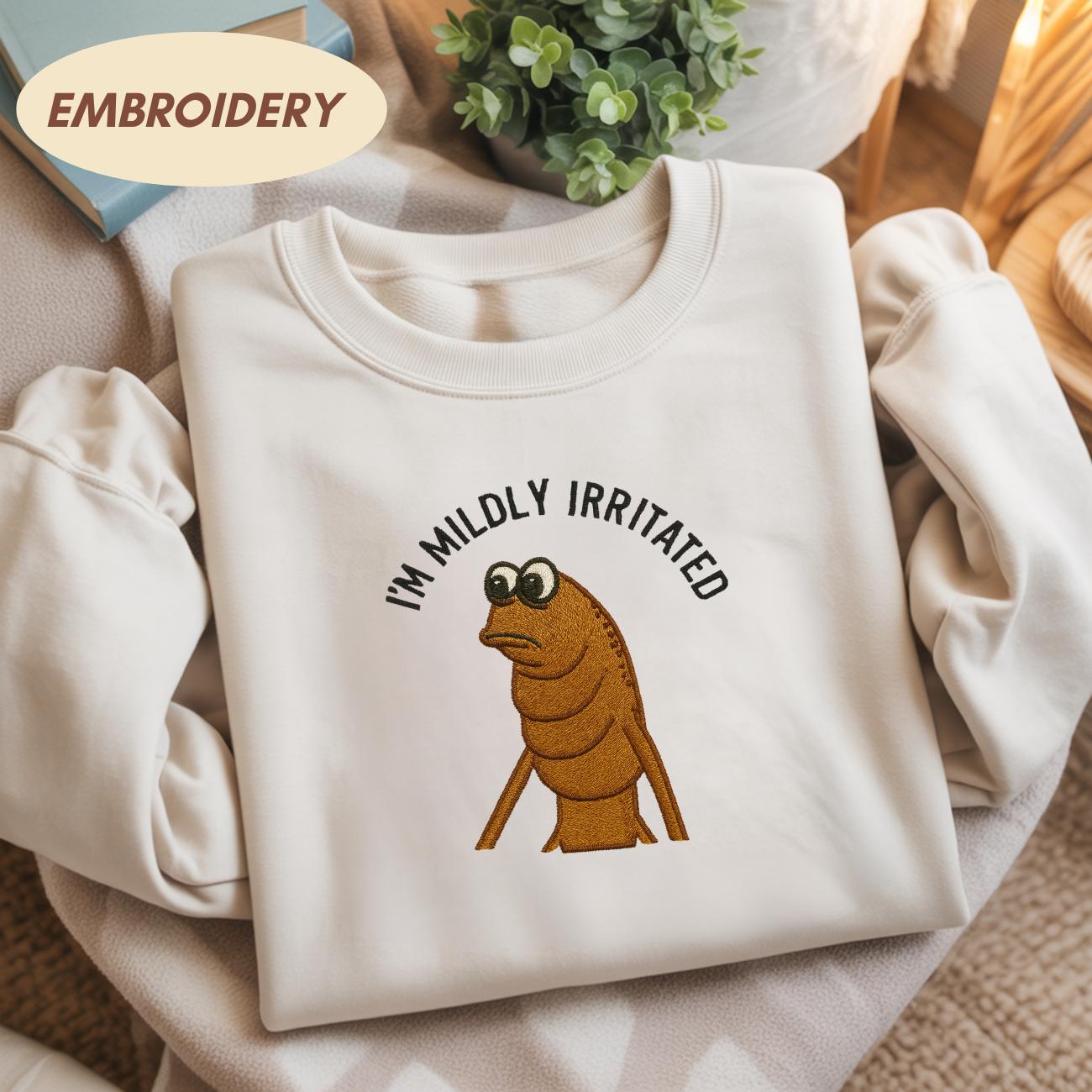Embroidered Marcus The Worm Shirt, I'm Mildly Irriated Shirt, Jimbo James Shirt, Funny Jimbo James Meme Shirt, Brain Rot Shirts, Funny Meme