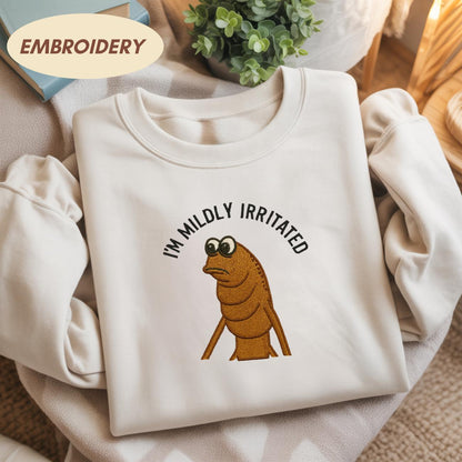 Embroidered Marcus The Worm Shirt, I'm Mildly Irriated Shirt, Jimbo James Shirt, Funny Jimbo James Meme Shirt, Brain Rot Shirts, Funny Meme