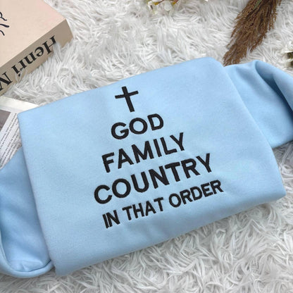 God Family Country Embroidered Sweatshirt, Patriotic America Shirt, Charlie Kirk Quote Memorial, MAGA Mama Republican, Turning Point Shirt