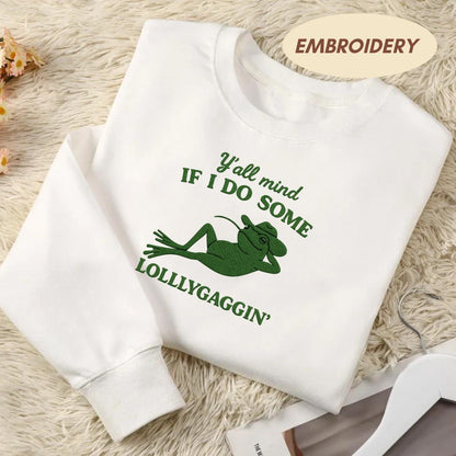 Embroidered Frog Shirt, Cowboy Meme, Funny Saying Tee
