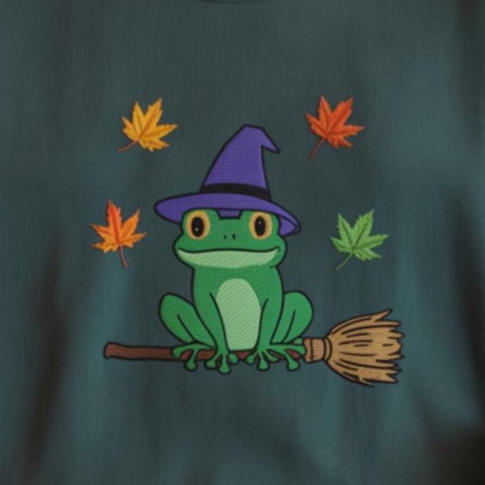 Embroidered Halloween Frog Shirt, Frog Embroidered Shirt, Nature Lover Shirt, Embroidered Funny Shirt, Huzzah Frog Meme Shirt, Funny Hoodie