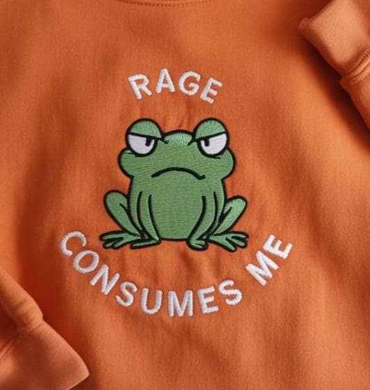 Rage Consumes Me Embroidered Shirt, Embroidered Frog Shirt, Nature Lover Tee, Trendy Frog Shirt, Huzzah Frog Meme Shirt, Funny Frog Shirt