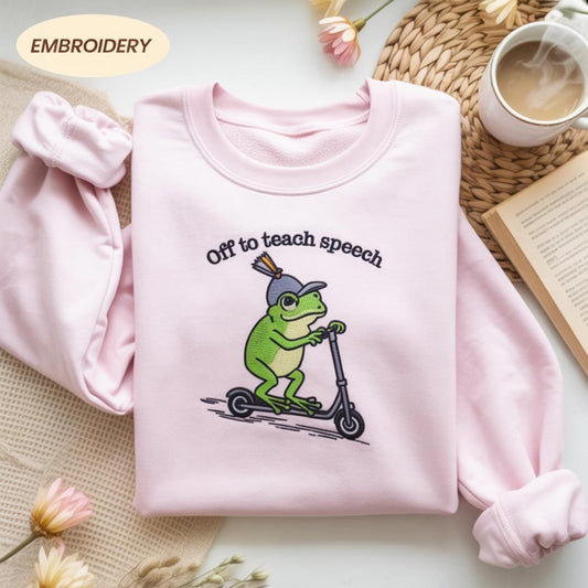 Embroidered Speech Therapist Shirt SLP Communication Specialist Your Words Matter Tee Frog Scooter Gift For Speech Language Pathologist