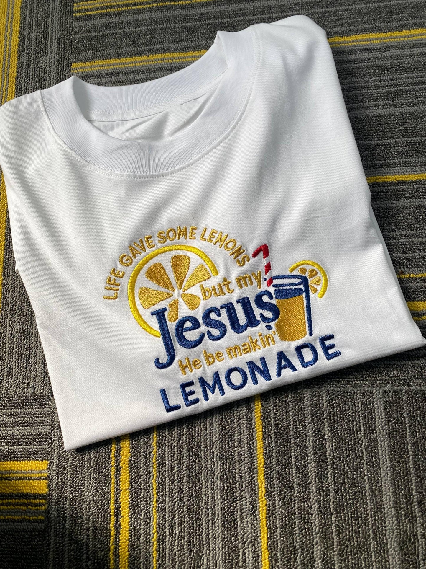 Life Gave Me Lemons But Jesus Made Lemonade Embroidered Shirt, Christian Faith Tee, Inspirational Child of God Lemonade Top