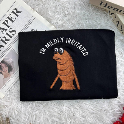 Embroidered Marcus The Worm Shirt, I'm Mildly Irriated Shirt, Jimbo James Shirt, Funny Jimbo James Meme Shirt, Brain Rot Shirts, Funny Meme