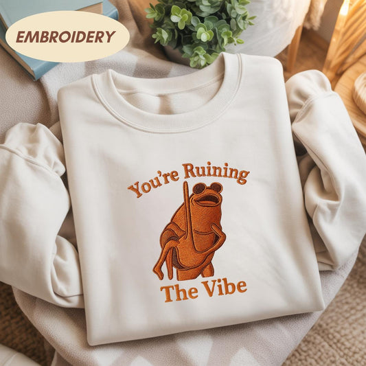 Marcus The Worm Embroidered Shirt, You're Ruining The Vibe Marcus The Worm Meme, Marcus The Worm Merch, Funny Meme Shirts, Brain Rot Shirts