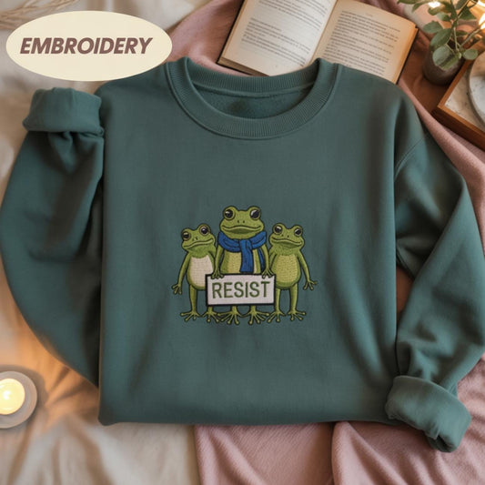 Portland Freedom Frog I'm Frogtifa Embroidered Shirt, Anti-ICE Resistance Shirt, Portland Frog Shirt, Protest Shirt, Political Activist Gift