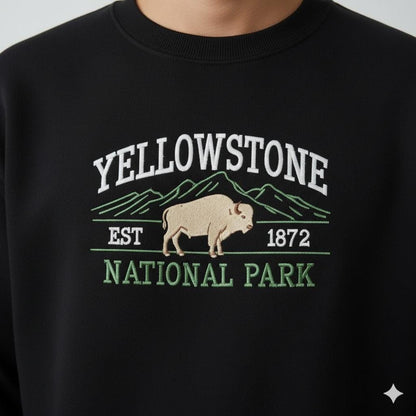Yellowstone Embroidered Sweatshirt | National Park Crewneck | Cozy Nature Lover Gift Top