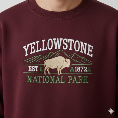 Yellowstone Embroidered Sweatshirt | National Park Crewneck | Cozy Nature Lover Gift Top
