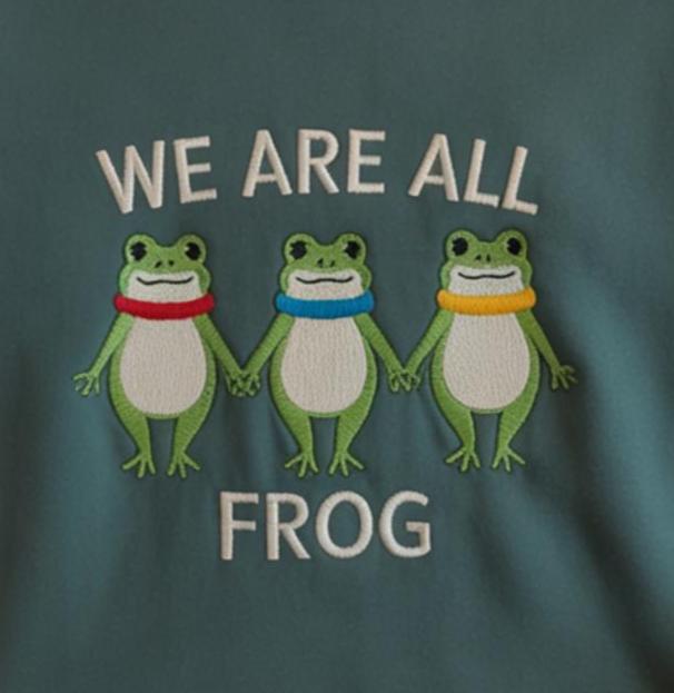 We are all Frog Embroidered Shirt, Frog Doodle Portland Frog shirt, Abolish ICE Anti Fascism Peaceful Protest Shirt, Resist Frog Shirt