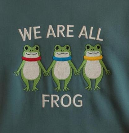 We are all Frog Embroidered Shirt, Frog Doodle Portland Frog shirt, Abolish ICE Anti Fascism Peaceful Protest Shirt, Resist Frog Shirt