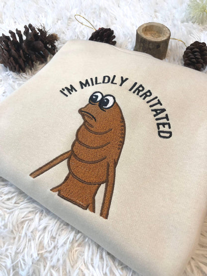 Embroidered Marcus The Worm Shirt, I'm Mildly Irriated Shirt, Jimbo James Shirt, Funny Jimbo James Meme Shirt, Brain Rot Shirts, Funny Meme