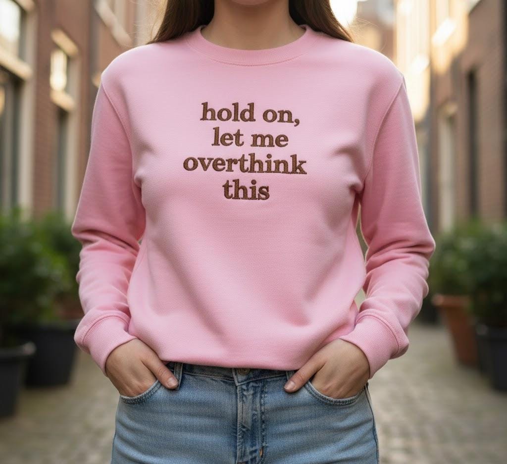 Embroidered "Overthink This" Sweatshirt – Funny Sarcastic Crewneck