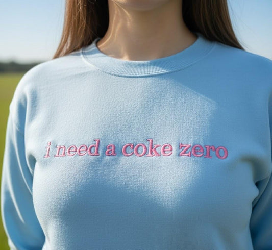 Coke Zero Embroidered Crewneck Sweatshirt – Minimalist Soda Pop Design