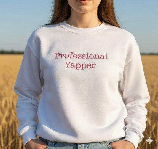 Embroidered "Professional Yapper" Sweatshirt – Funny Y2K Crewneck