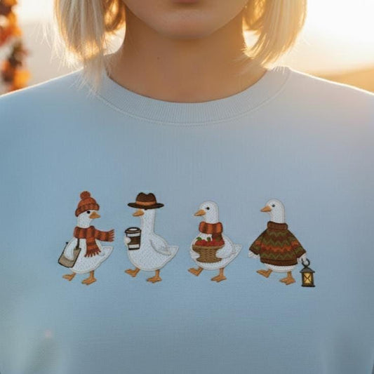 Embroidered Goose Sweatshirt | Fall Thanksgiving Crewneck