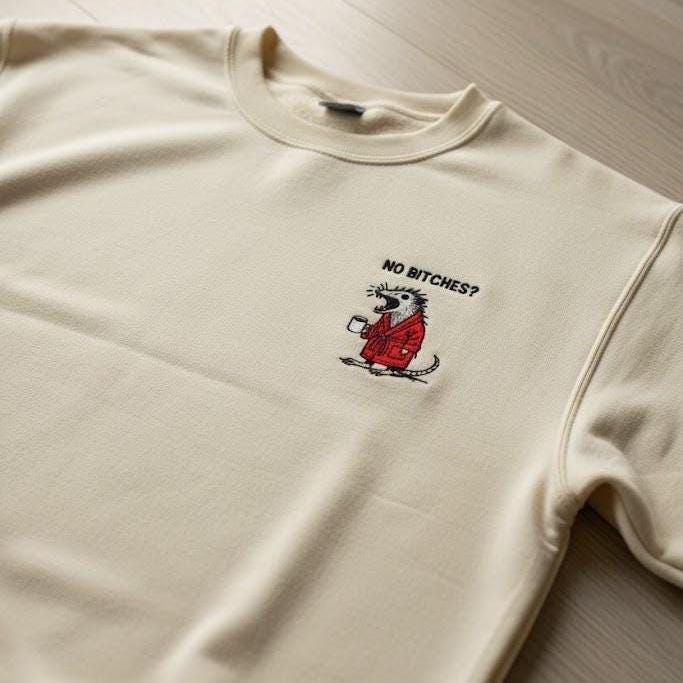 No B!tch Possum Embroidered Shirt | Funny Mental Health Tee