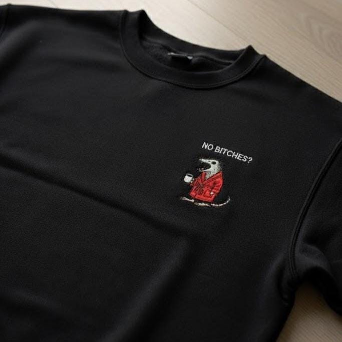 No B!tch Possum Embroidered Shirt | Funny Mental Health Tee