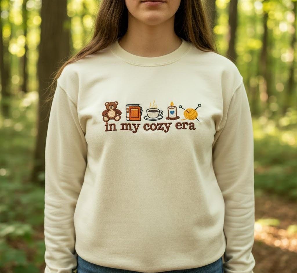 Embroidered Cozy Era Sweatshirt | Autumn Crewneck