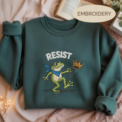 Portland Frog Resist Embroidered Shirt, Resistance Embroidered Shirt, Anti ICE Shirt, Anti Fascism Shirt, Vintage Activist Shirt, No Kings