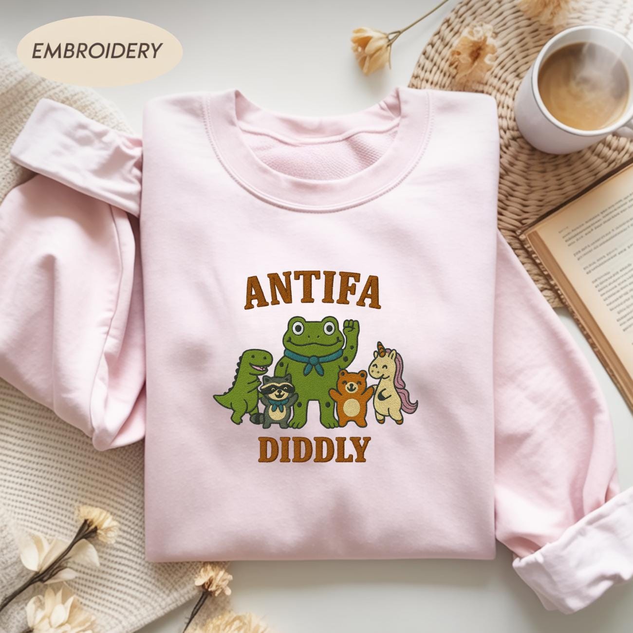 Embroidered ANTIFA Shirt, Resit Frog Shirt, Inflatable Costume Portland Frog shirt, Abolish ICE Anti Fascism Protest Tee, Resistance Shirt