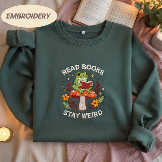 Embroidered Frog Mushroom Shirt, Bookish Cottagecore Tee