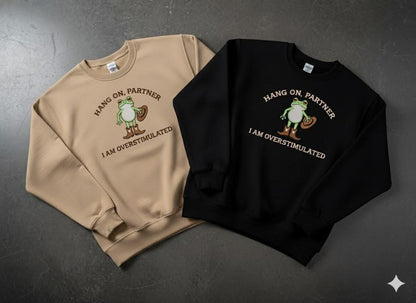 Embroidered Cowboy Frog Sweatshirt – Funny Western Crewneck