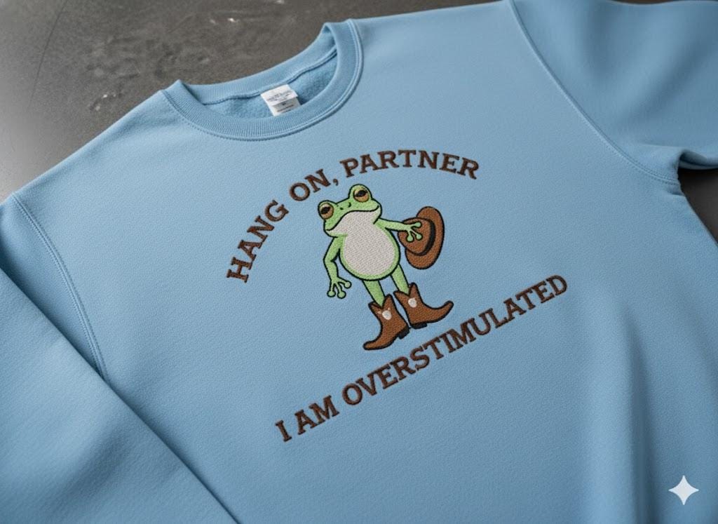 Embroidered Cowboy Frog Sweatshirt – Funny Western Crewneck