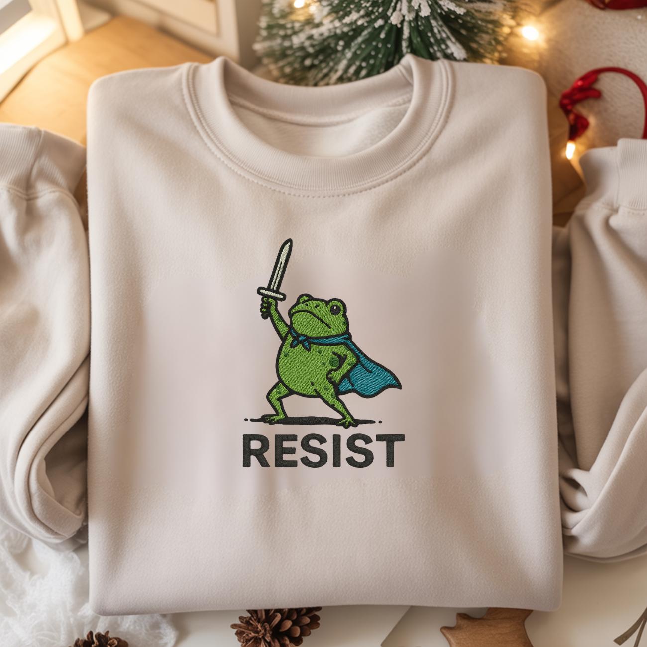 Resist Frog with Sword Embroidered, Portland Frog Protest Shirt, Anti ICE Shirt, Anti Fascism Shirt, Anti Trump Shirt, Vintage Activist Tee