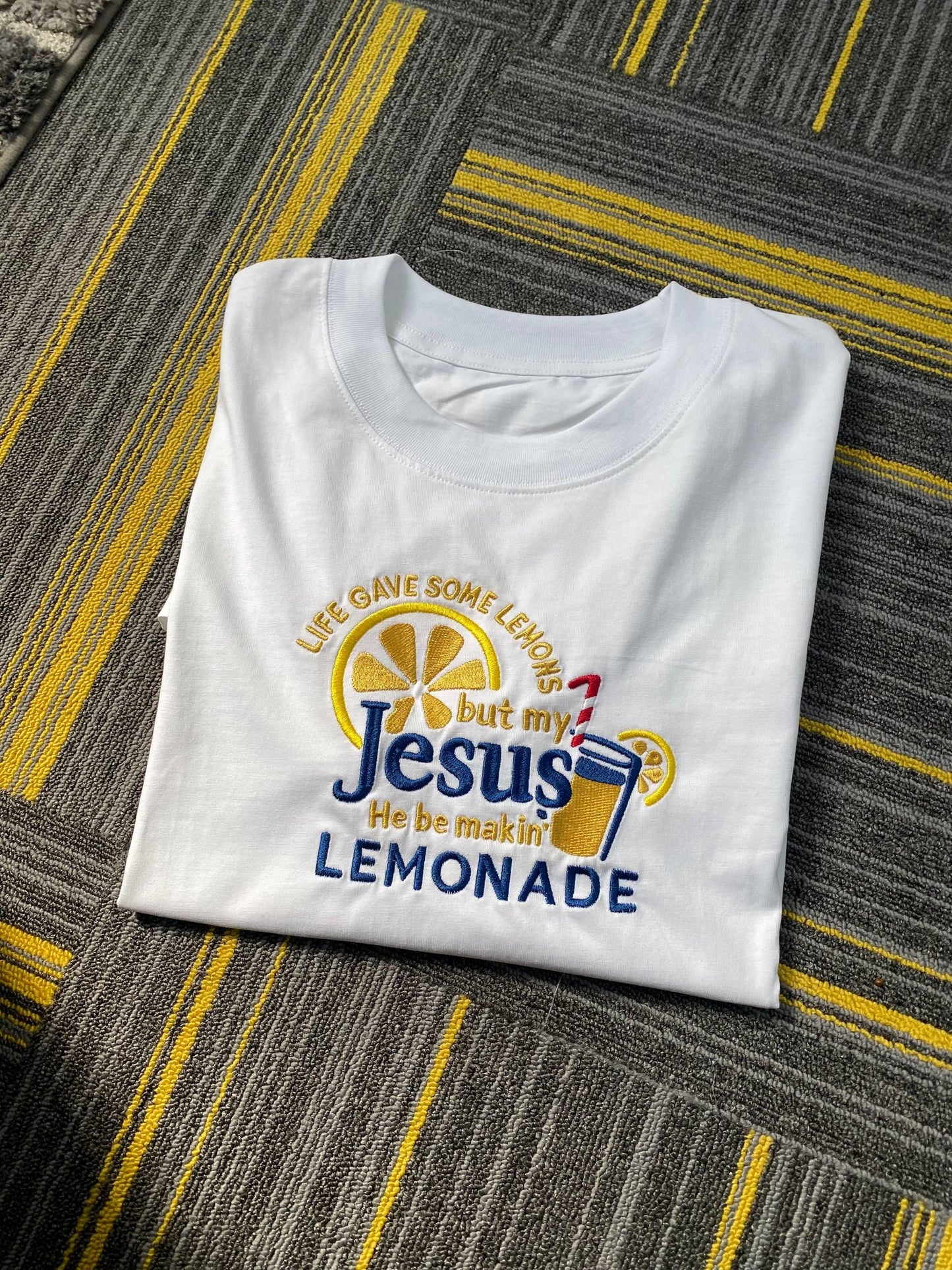 Life Gave Me Lemons But Jesus Made Lemonade Embroidered Shirt, Christian Faith Tee, Inspirational Child of God Lemonade Top