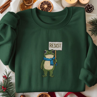 Portland Frog Protest Embroidered Shirt, Resist Frog Shirt, Anti Fascism Shirt, Anti Trump Shirt, Vintage Activist Shirt, Resistance Tee