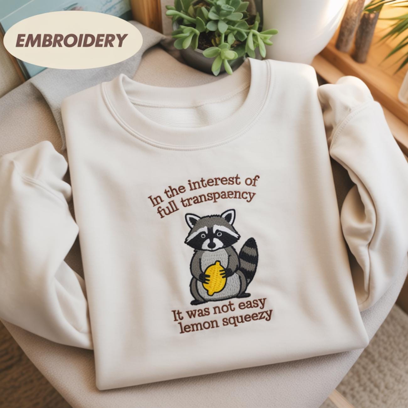 In The Insterest Of Full Transparency Embroidered Sweatshirt, Funny Raccoon Hoodie, Retro Raccoon Shirt, Sarcastic Sweatshirt, Funny Gift