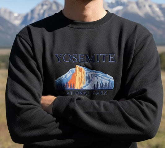 Yosemite National Park Embroidered Sweatshirt, California Crewneck, Adventure Gift for Hikers & Nature Lovers