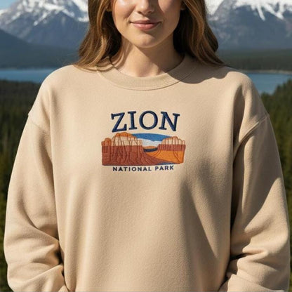 Zion National Park Embroidered Sweatshirt, Utah Crewneck, Adventure Gift for Hikers & Nature Lovers