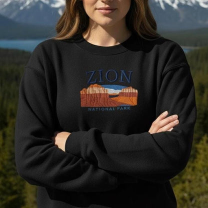 Zion National Park Embroidered Sweatshirt, Utah Crewneck, Adventure Gift for Hikers & Nature Lovers