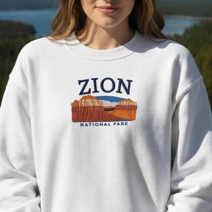 Zion National Park Embroidered Sweatshirt, Utah Crewneck, Adventure Gift for Hikers & Nature Lovers