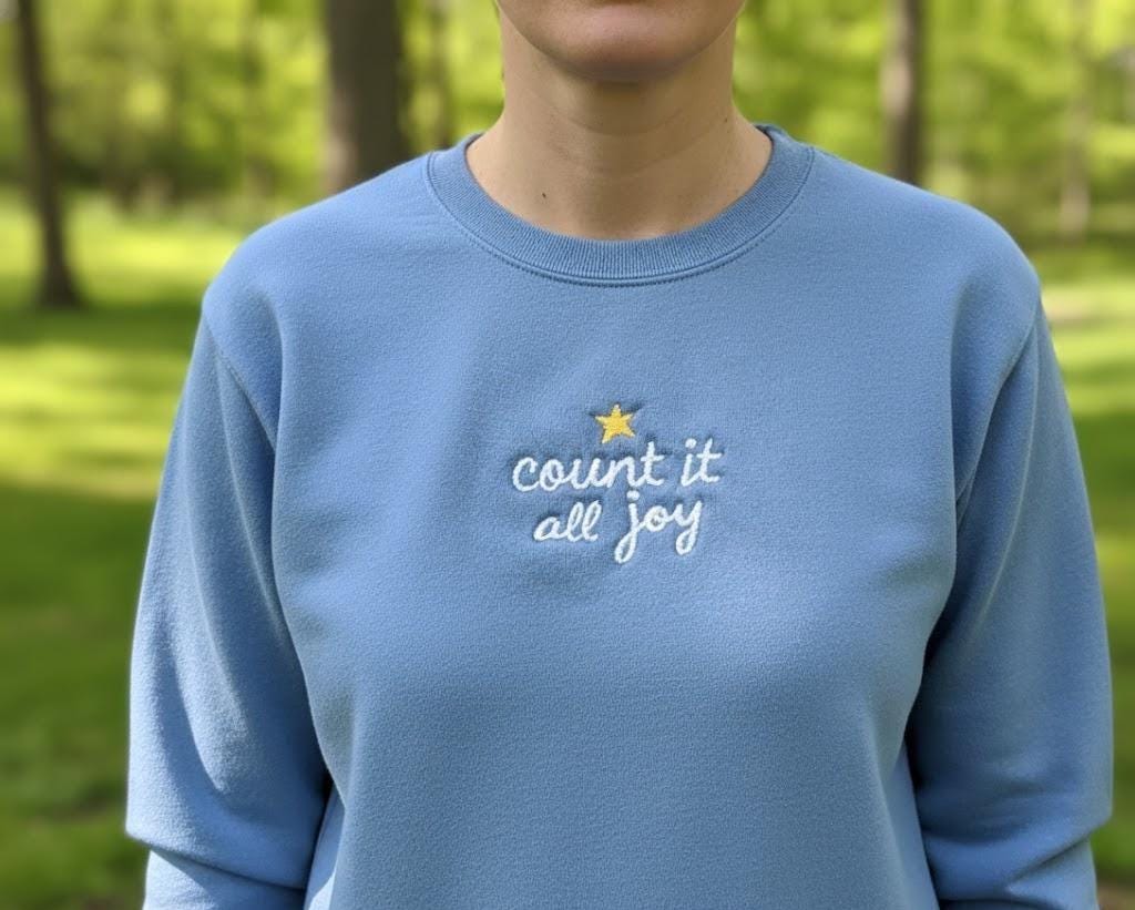 Embroidered Christian Sweatshirt, Count It All Joy Crewneck, Faith Pullover