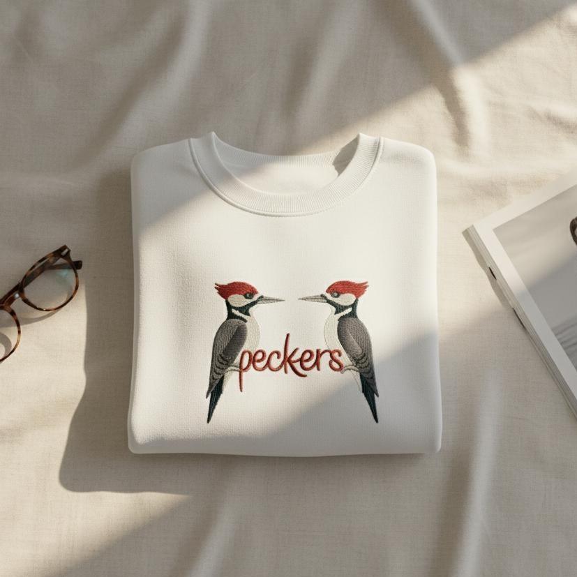 Peckers Embroidered Sweatshirt | Funny Unisex Crewneck
