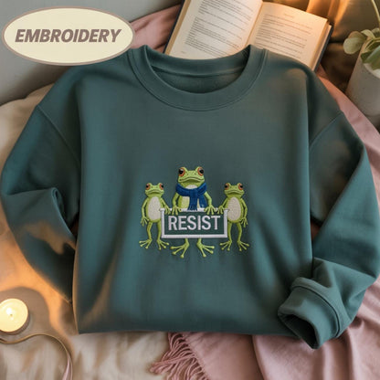 Embroidered Portland Frog Protest Shirt, Resist Activist Tee