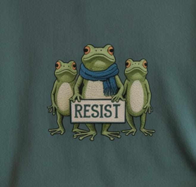 Resist Frog Embroidered Shirt, Portland Frog Resist Protest Embroidered Sweatshirt, Anti-ICE Shirt, Protest Shirt, Anti Establishment Shirt