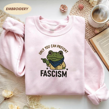 Only You Can Prevent Fascism Portland Frog Protest Embroidered Shirt, Rage Against The Machine Shirt, I.C.E. Out Shirt, Anti Trump Shirt