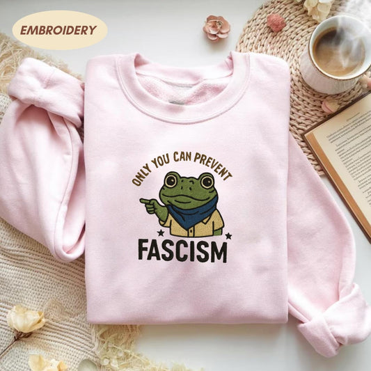 Only You Can Prevent Fascism Portland Frog Protest Embroidered Shirt, Rage Against The Machine Shirt, I.C.E. Out Shirt, Anti Trump Shirt