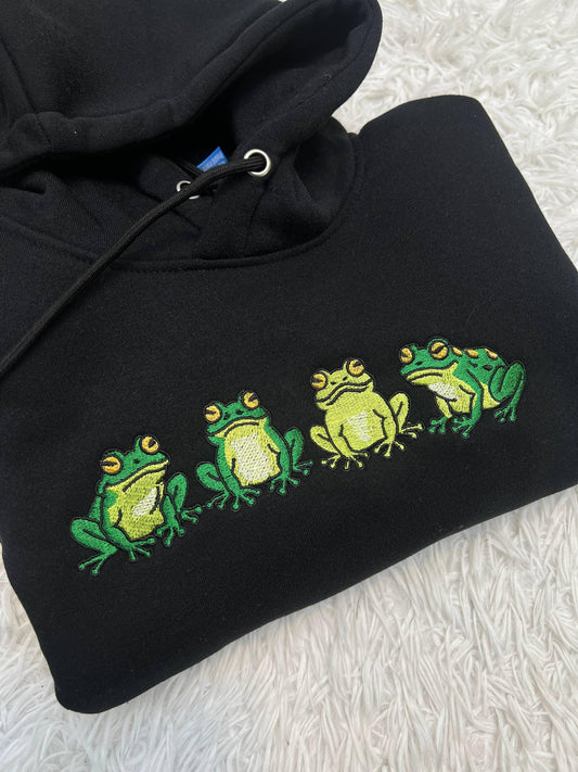 Frog Embroidered Sweatshirt | Cottagecore Unisex Crewneck